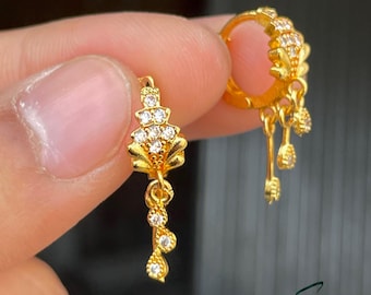 Hoops Earring • Gold plated • Hoops earrings •AD Hoops Earring •  Earrings • Gift For Her • Gift for mom (B062)