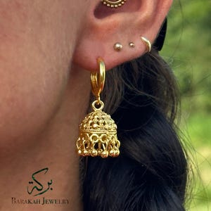 Gouden Jhumka-oorbellen • 20k verguld • Ringoorbellen • Oorbellen in Indiase stijl • Oorbellen • Cadeau voor haar • Cadeau voor moeder