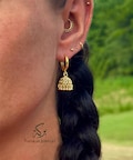 Gold Tiny Jhumka Earrings • 20k Gold plated • Hoops earrings • Indian style Earrings • Gold Earring • Tiny Jhumka • Micro Jhumka product logo