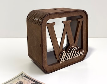 Personalized Piggy Bank, Kids Bank, Money Box, Custom Piggy Bank, Name Piggy Bank, Wooden Cash Box, Custom Piggy Bank, Gifts For Kids