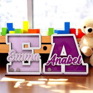 Wooden A-Z Piggy Bank | Custom Engraved Initial Coin Holder for Kids | Custom Initial Piggy Bank | Personalized Money Box | A-Z Coin Box