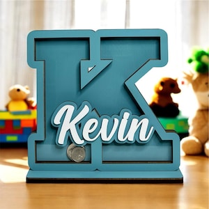 Letter by Letter Piggy Bank | Personalized Wooden Money Holder | Wooden Letter Coin Box for Little Savers | Personalized Wooden Money Holder