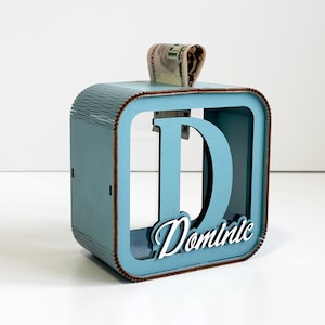 Nombre personalizado Alcancía, Banco de monedas inicial personalizado, Caja de dinero con letras de madera, Caja de dinero, Regalo para niños, Regalo para bebés, Regalo para bebés