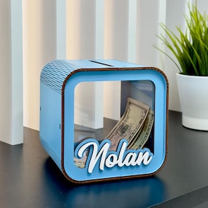 Cofrinho personalizado para menina, caixa de dinheiro de madeira, presente para bebê menina, caixa fofa para economizar, cofrinho de madeira para criança, caixa de dinheiro infantil com nome,