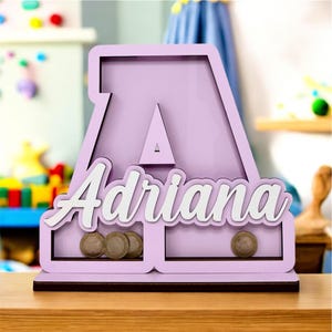 Cofrinho de madeira de A a Z | Cofrinho com letras personalizadas para crianças e bebês | Cofrinho de A a Z personalizado | Ideia de presente | Cofrinho com iniciais | Decoração personalizada