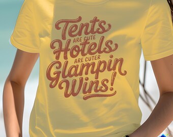 Funny Glamping T-Shirt for Women, Cute Camping Shirt, Glamper Gift for Her, Travel Lover Tee, Wine Camping Shirt, Outdoor Adventure Shirt