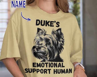Personalized Yorkshire Terrier Shirt Custom Dog Owner Gift Tee Custom Pet Dog Mom Dog Dad Name Emotional Support Human Comfort Colors TShirt