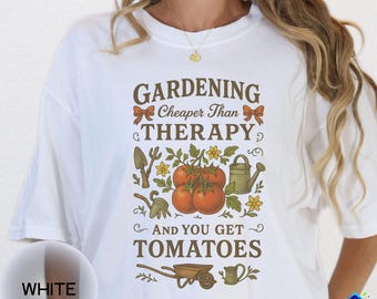 Gardening Therapy Tomato Shirt Gift for her, Funny Tomato Tee, Tomato Summer T Shirt, Comfort Colors Farmers Market Shirt, Vegetable Lover 8
