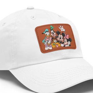 Custom Mickey Mouse Leather Patch Hat, Disney Friends Cap, Disney Trip 2025 Hat, Disneyland Cap, Disney Vacation Hat, Souvenir Cap
