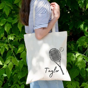 Personalized Tennis Tote Bag: Custom Name Cotton Sports Bag