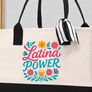 Latina Power Canvas Tote Bag: Black and White Empowerment Gift