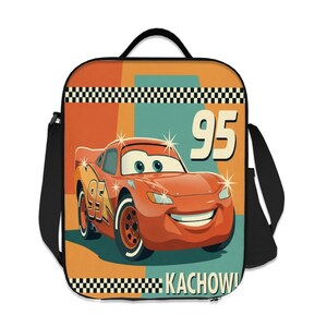 Disney Cars Lightning McQueen Insulated Lunch Bag Kachow Retro Racing Box image 4