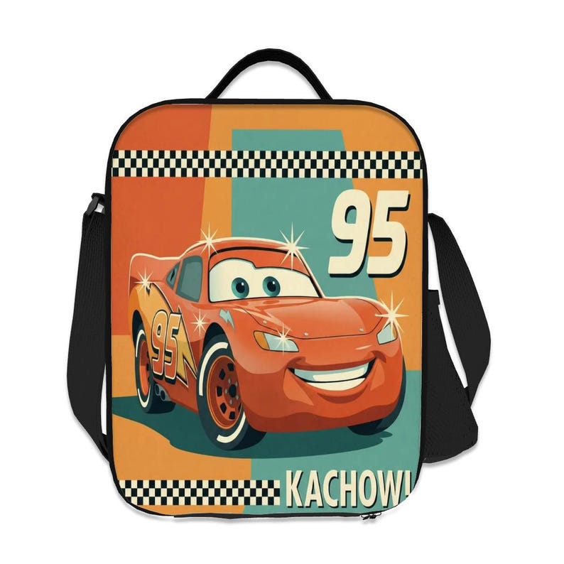 Disney Cars Lightning McQueen Insulated Lunch Bag Kachow Retro Racing Box image 4