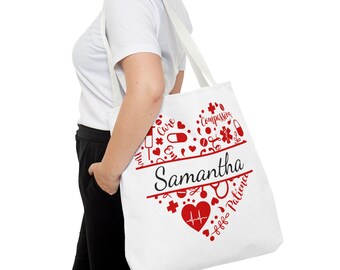 Personalized Nurse Tote Bag, Graduation Gift, Polyester Fabric