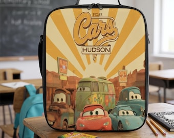 Custom Disney Cars Lightning McQueen Insulated Lunch Bag Radiator Springs Box