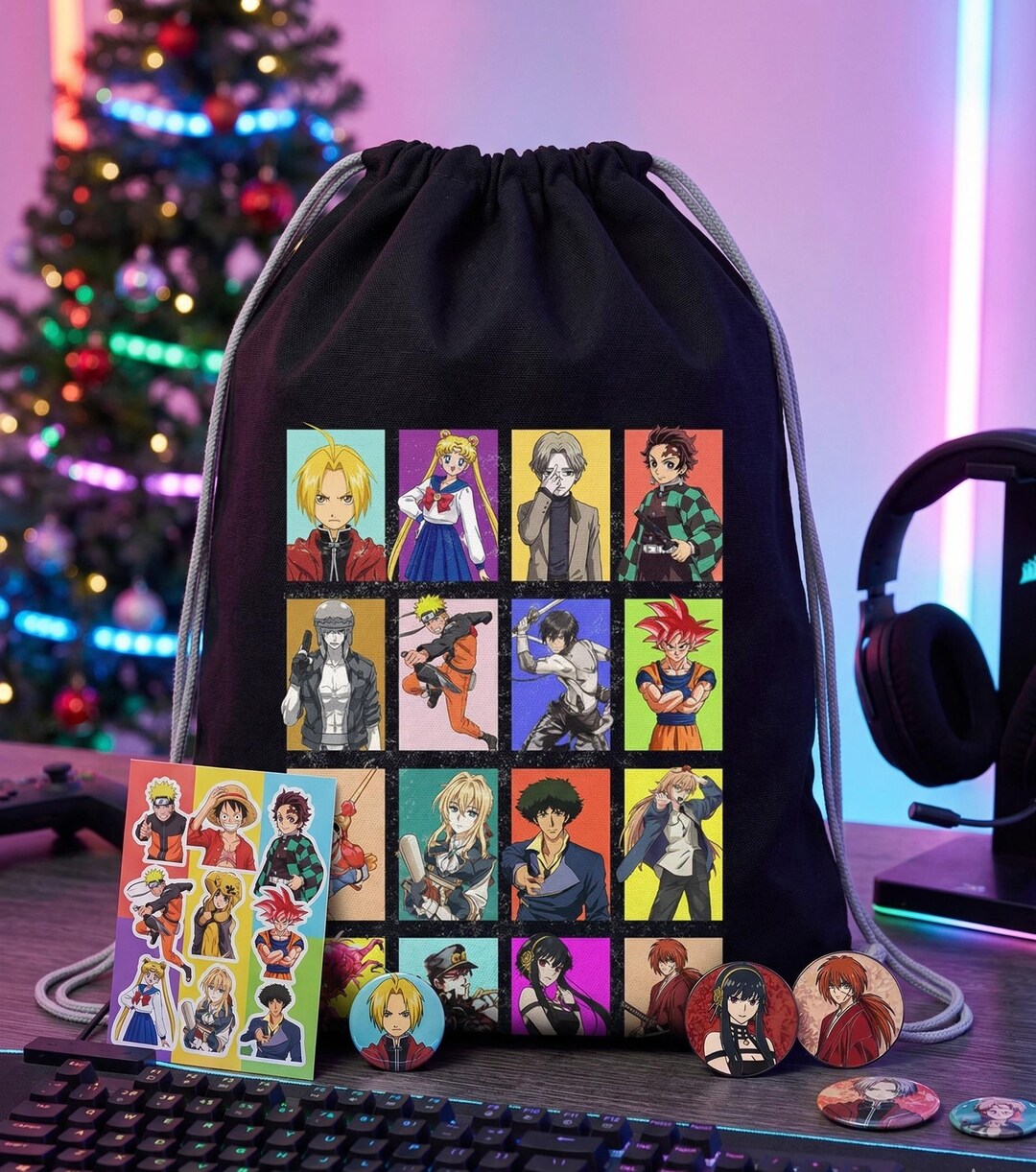 Anime Drawstring Bag, Naruto, Goku, Luffy, Tanjiro, Sailor Moon Fan ...