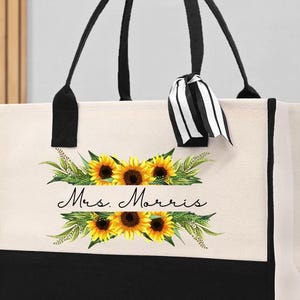 Personalized Sunflower Tote Bag: Custom Floral Gift Bild 1