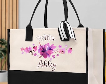 Personalized Teacher Tote Bag: Cotton Canvas, Custom Name