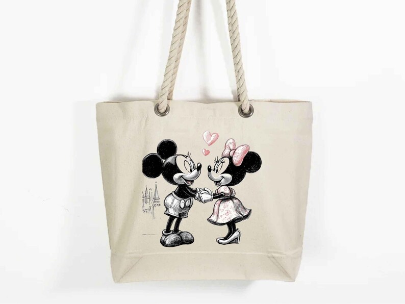 Retro Mickey and Minnie Mouse Tote Bag – Disney Valentines Gift image 3