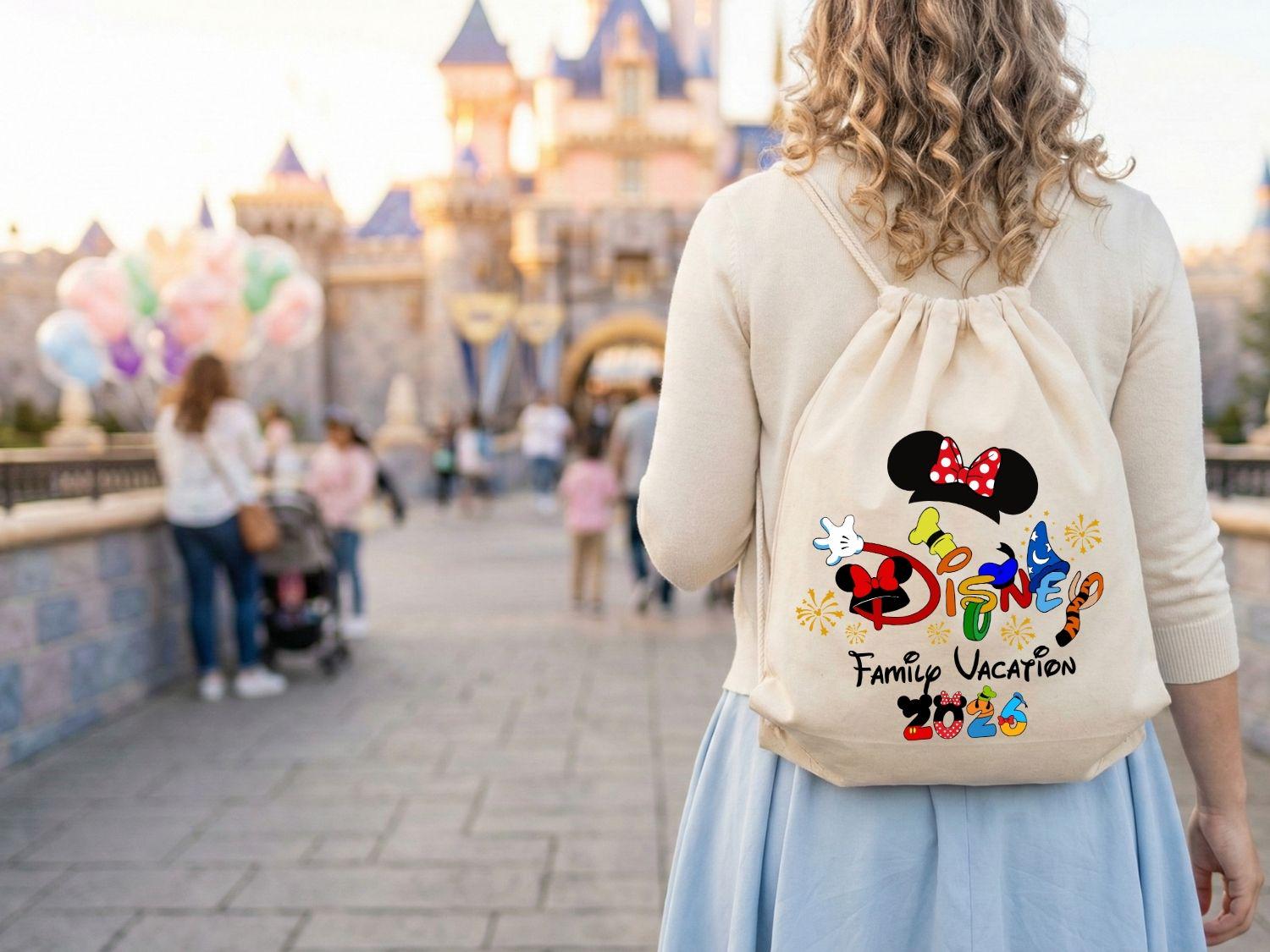 NEW 2026 Disney Mickey Minnie & Friends Cinderella Castle Drawstring Bag New 2026 Merchandise Has Debuted in Disney Springs  main image 2