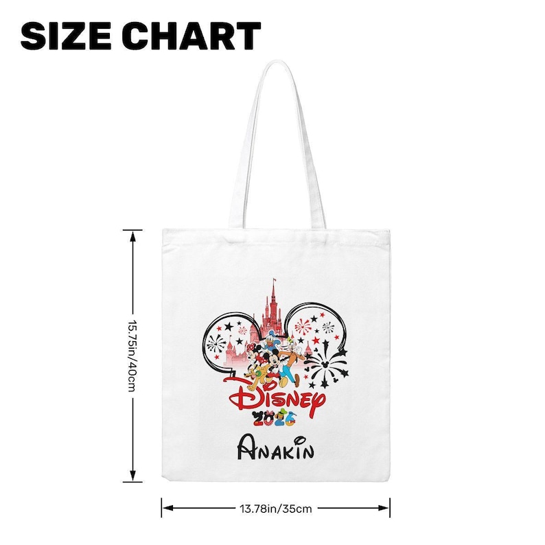 Custom Disney Trip 2026 Bag, Mickey Mouse Friends, Disneyland Castle Canvas Tote 15.75x13.78 (free shipping) 画像 4