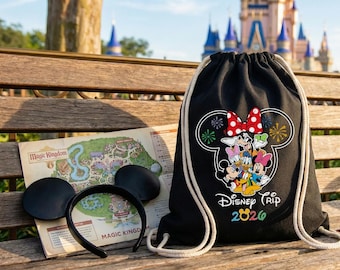 Disney 2026 Trip Bag, Mickey Minnie Mouse Matching Family Vacation Cinch Sack, Custom Kids Backpack, Disney World Travel Gift