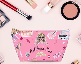 Op maat gemaakt roze accessoirezakje van polyester, make-uptasje Music Lover