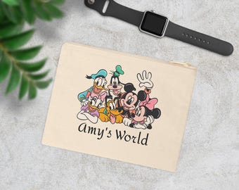 Aangepaste Mickey Mouse-tas, gepersonaliseerde kinderportemonnee, Minnie & Friends-accessoiretas, portemonnee Disneyland Trip-munten, Disney-make-uptas