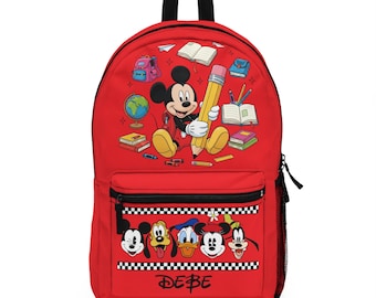Personalized Mickey Mouse School Backpack, Custom Name Kids Bag with Disney Characters, Backpack for Kids, School Bag, Back-to-School Bag