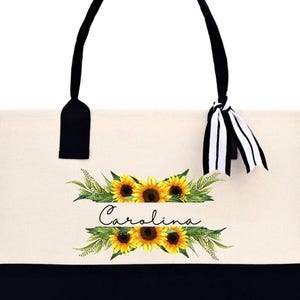 Personalized Sunflower Tote Bag: Custom Floral Gift Bild 5