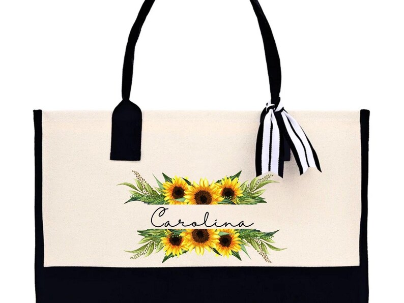Personalized Sunflower Tote Bag: Custom Floral Gift Bild 5