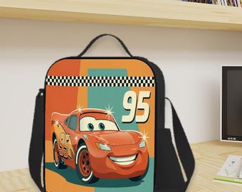 Disney Cars Lightning McQueen Insulated Lunch Bag Kachow Retro Racing Box