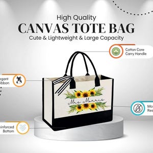Personalized Sunflower Tote Bag: Custom Floral Gift Bild 2