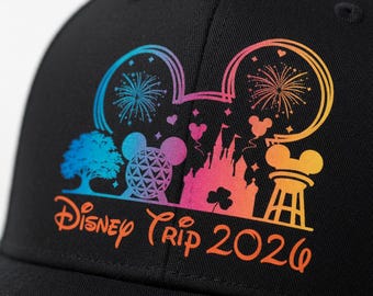 Disney Trip 2026 Trucker Hat, Mickey Mouse Icon Hat, Magic Kingdom Family Vacation Cap, Disney World Matching Shirts, Retro Castle Trip Gift