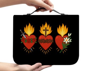Sacred Heart of Jesus Bible Cover, Immaculate Heart of Mary Bible Case, Most Chaste Heart of Joseph, Catholic Gift for Women, Religious Bag