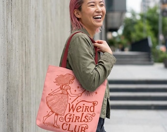 Weird Girls Club Tote Bag | Pink Illustration, Magic Wand Artwork