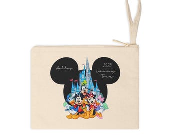 Custom Disney Trip Canvas Zipper Bag, Custom Mickey Pouch, Accessory Zipper Pouch, Zipper Pouch Organizer, Travel Zipper Bag