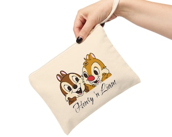 Disney Chip 'n Dale Small Pouch Bag, Personalized Wallet, Custom Boys Bag, Zipper Accessory for Disney Fans, Mischievous 'Munks Gift Bag