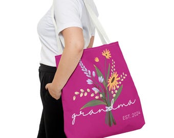 Gepersonaliseerde draagtas bloemen oma: gepersonaliseerd grootmoedercadeau