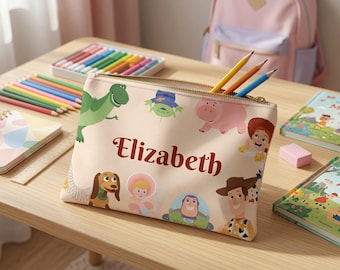 Disney Toy Story Woody Buzz Lightyear Personalised Zipper Accessory Pouch Pencil Case Kids School