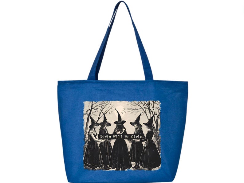 Vintage Girls Will Be Girls Witch Tote Bag, Halloween Gift image 6