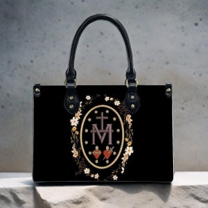 Bolso de mano católico mariano de piel sintética, bolso de hombro de la Virgen María para mujer, bolso de mano cristiano para iglesia, bolso de regalo católico para el Día de la Madre