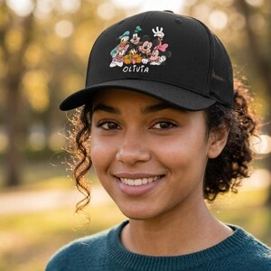 Personalized Disney Hat, Custom Mickey Mouse and Friends Trucker Cap, Disney Vacation Gift, Mickey Minnie Goofy Pluto Donald Daisy Gift