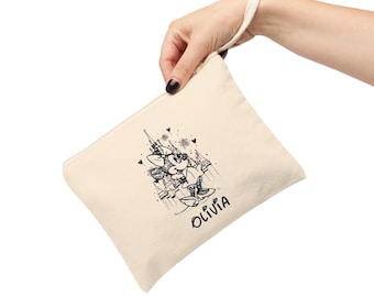 Custom Retro Minnie Mouse Cotton Pouch, Disney Trip Bag