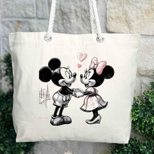 Retro Mickey and Minnie Mouse Tote Bag – Disney Valentines Gift image 2