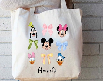 Custom Mickey Mouse And Friends Tote Bag, Retro Kids Disney Bag, Personalized Toddler Travel Bag, Vintage Mickey Minnie Mouse Gift Bag