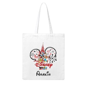 Custom Disney Trip 2026 Bag, Mickey Mouse Friends, Disneyland Castle Canvas Tote 15.75x13.78 (free shipping) 画像 7