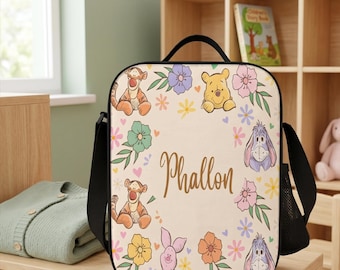 Custom Disney Winnie the Pooh Insulated Lunch Bag Tigger Eeyore School Box