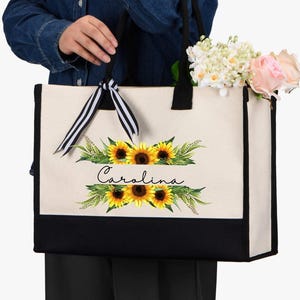 Personalized Sunflower Tote Bag: Custom Floral Gift Bild 4