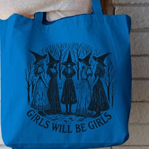 Vintage Witch Tote Bag: Girls Will Be Girls, Feminist Gift image 4